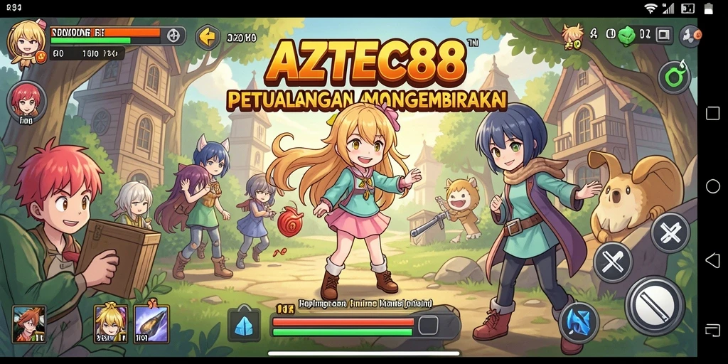 Screenshot gameplay AZTEC88 menampilkan pertarungan karakter Anime yang memukau.