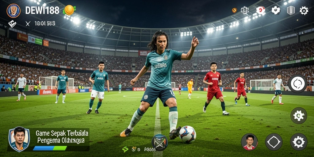 Gameplay seru dengan aksi sepak bola realistik.