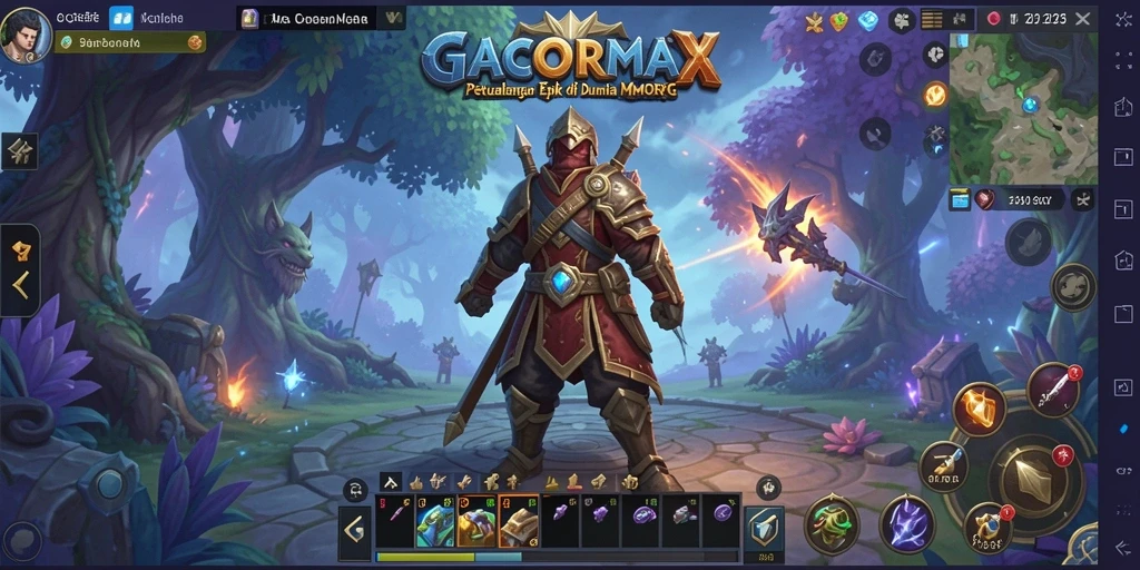 Screenshot utama GACORMAX menampilkan aksi seru dalam permainan MMORPG.