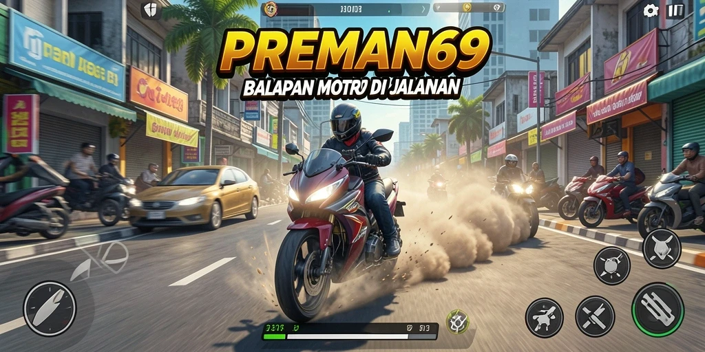 Gameplay seru balapan motor di berbagai trek.