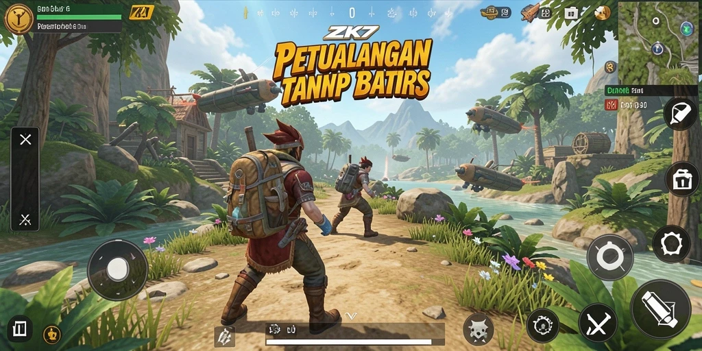 Gameplay ZK7 menampilkan dunia terbuka yang luas dan penuh eksplorasi.